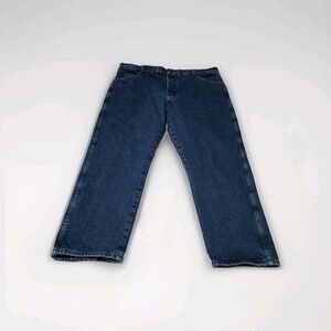 Cabela's Roughneck Jeans Mens 44x30 Blue Denim Flannel Lined Straight Fit